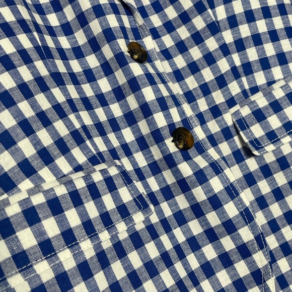 J. Crew | Blue Gingham Linen Blend Blazer Preppy Academia Spring Office - Picture 2 of 5